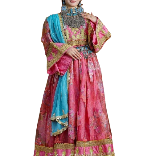 Handmade Afghani dress by ZGCzeenat, traditional Afghan women's clothing with elegant embroidery